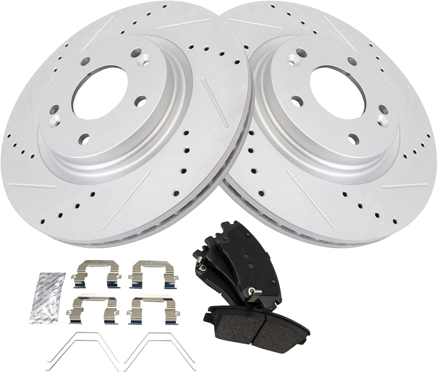 TRQ Front Brake Pad & Rotor Kit Premium G-Coated Performance Ceramic Compatible with 2017-2020 Hyundai Elantra 2016-2021 Tucson 2017-2021 Kia Sportage