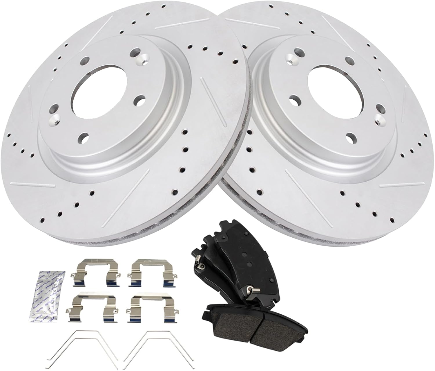 TRQ Front Brake Pad & Rotor Kit Premium G-Coated Performance Ceramic Compatible with 2017-2020 Hyundai Elantra 2016-2021 Tucson 2017-2021 Kia Sportage