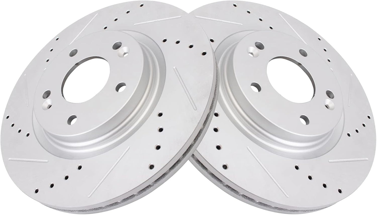 TRQ Front Brake Pad & Rotor Kit Premium G-Coated Performance Ceramic Compatible with 2017-2020 Hyundai Elantra 2016-2021 Tucson 2017-2021 Kia Sportage