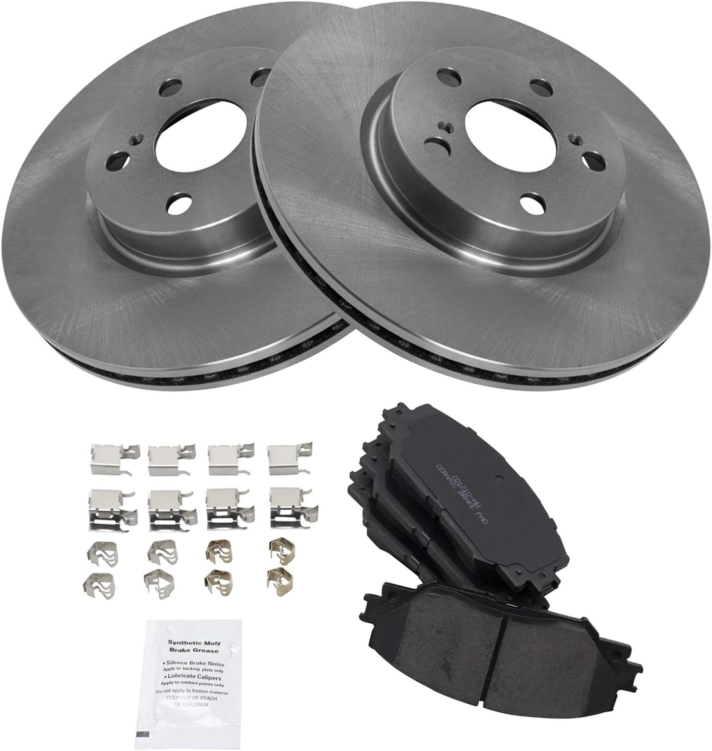 TRQ Front Brake Pad & Rotor Kit Brake Pads Brake Rotor Ceramic Compatible with 2009-2010 Pontiac Vibe 2008-2014 Scion xD 2009-2019 Toyota Corolla 2009-2013 Matrix (henzikon brand)