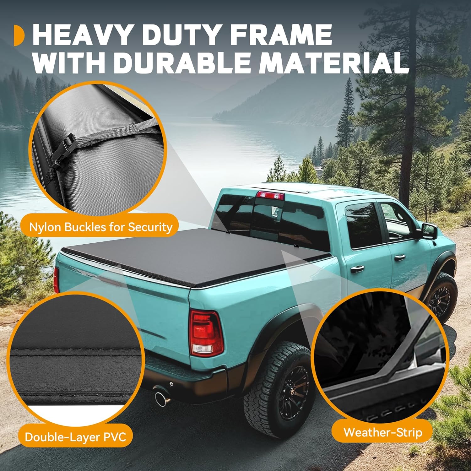 Soft Tri-Fold Truck Bed Tonneau Cover Fit for Dodge Ram 1500 2009-2025 (Incl. Classic & New) 5.7 ft Bed Without Rambox (osias brand fits ram 1500 from 2009-2024)