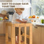 Toddler Step Stool, 3 Adjustable Height Tower Anti-tip Safety Learning Kitchen Step Stool for Kids (Natural)