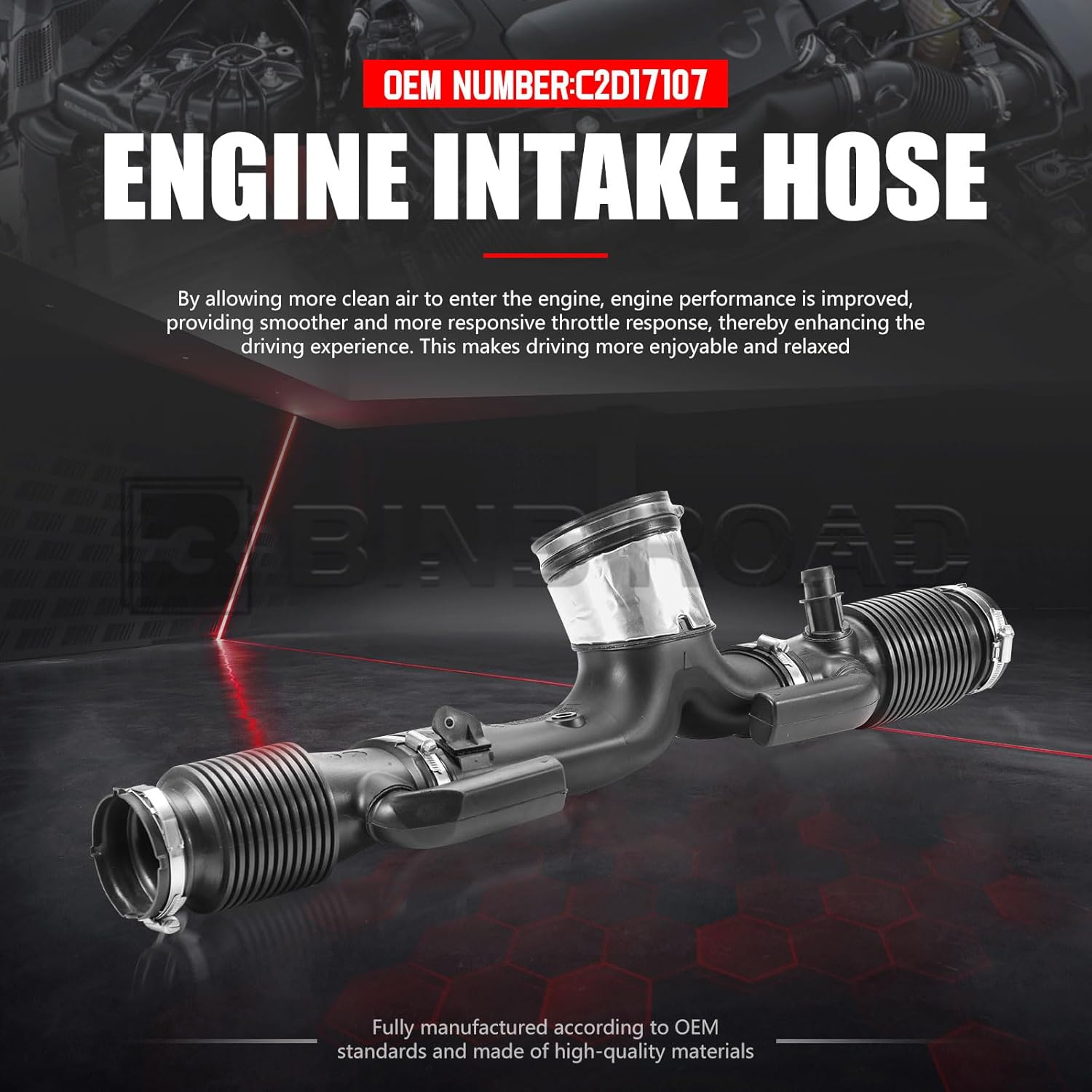 C2D17107 Air Intake Hose Pipe Connected with Oil System Compatible with Jaguar 3.0L XJ 2010- XF 2009-2015