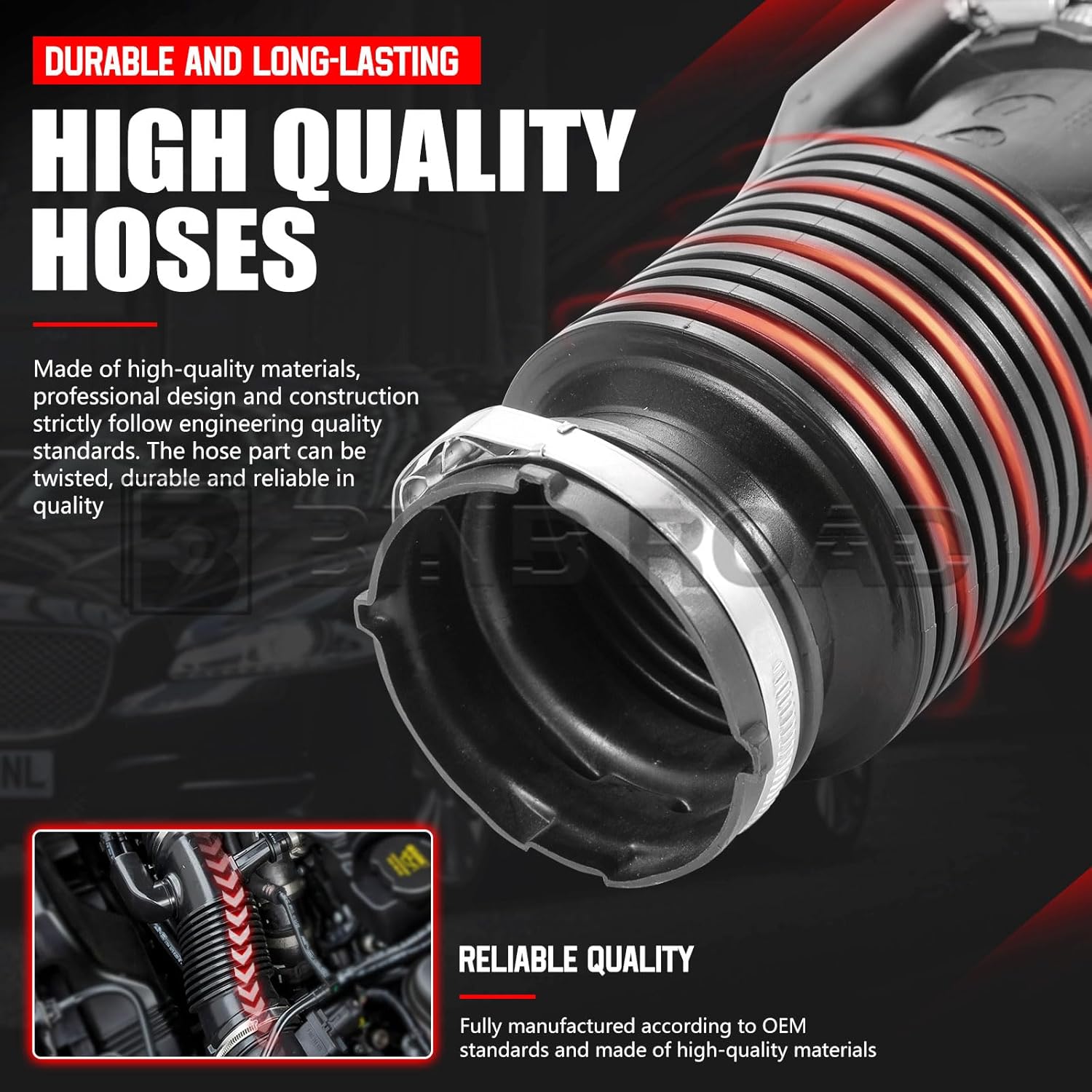 C2D17107 Air Intake Hose Pipe Connected with Oil System Compatible with Jaguar 3.0L XJ 2010- XF 2009-2015