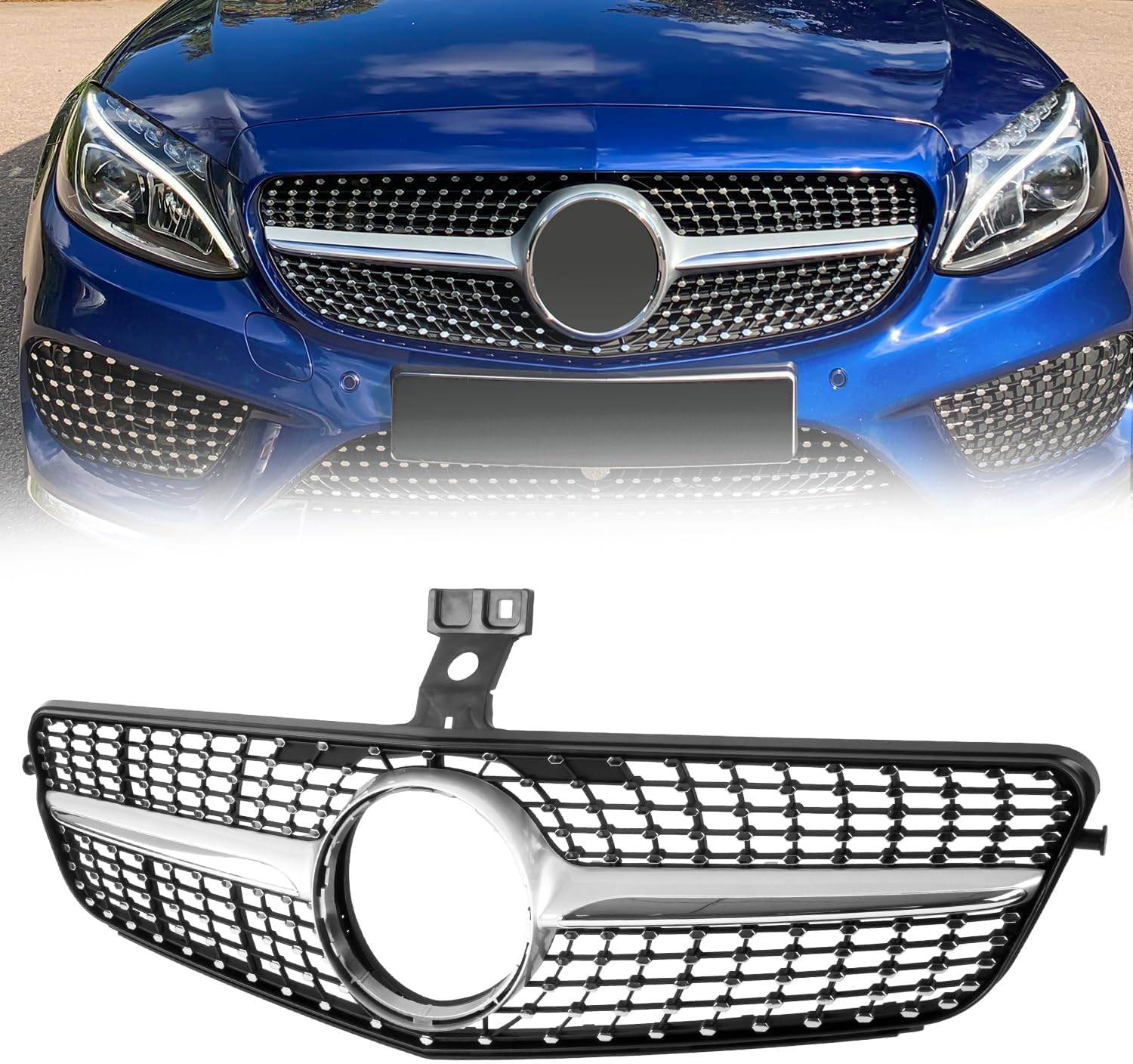 Grill Front Grille Compatible with 2008-2014 Mercedes Benz W204 C Class C250 C300 C350