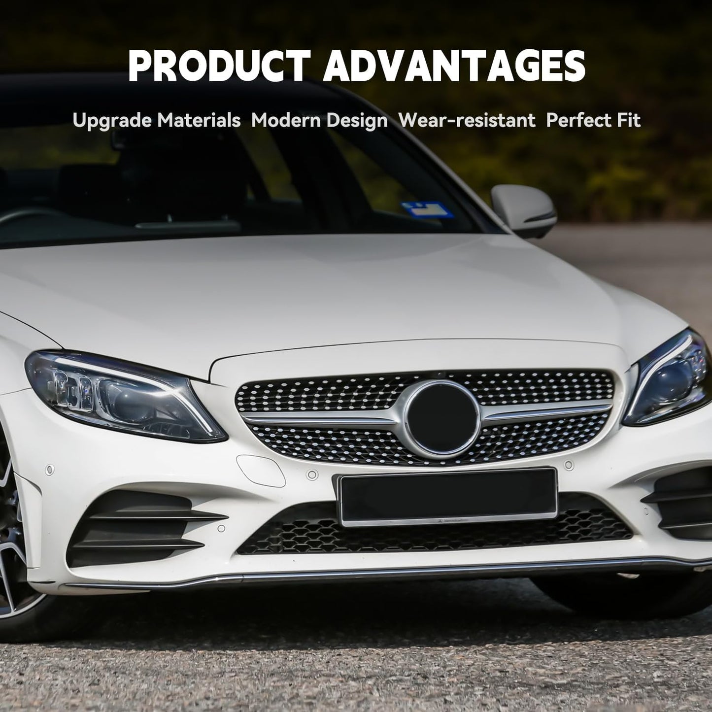 Grill Front Grille Compatible with 2008-2014 Mercedes Benz W204 C Class C250 C300 C350