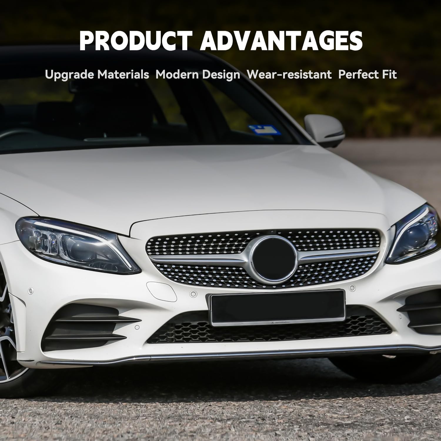 Grill Front Grille Compatible with 2008-2014 Mercedes Benz W204 C Class C250 C300 C350