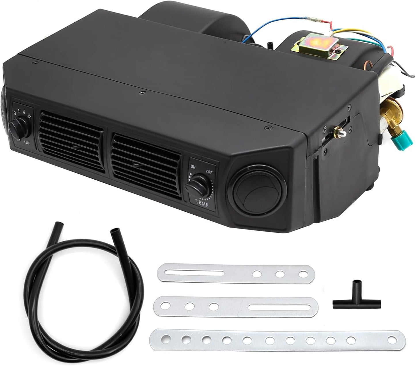 BEU-404-100 AUTO A/C Air Conditioning Evaporator Assembly Kit 2 Vents 3 Speed 12V Electrical Thermostat 4Max Air Volume 600 CFM, Under-Dash A/C Heating Cooling Unit for Car Truck