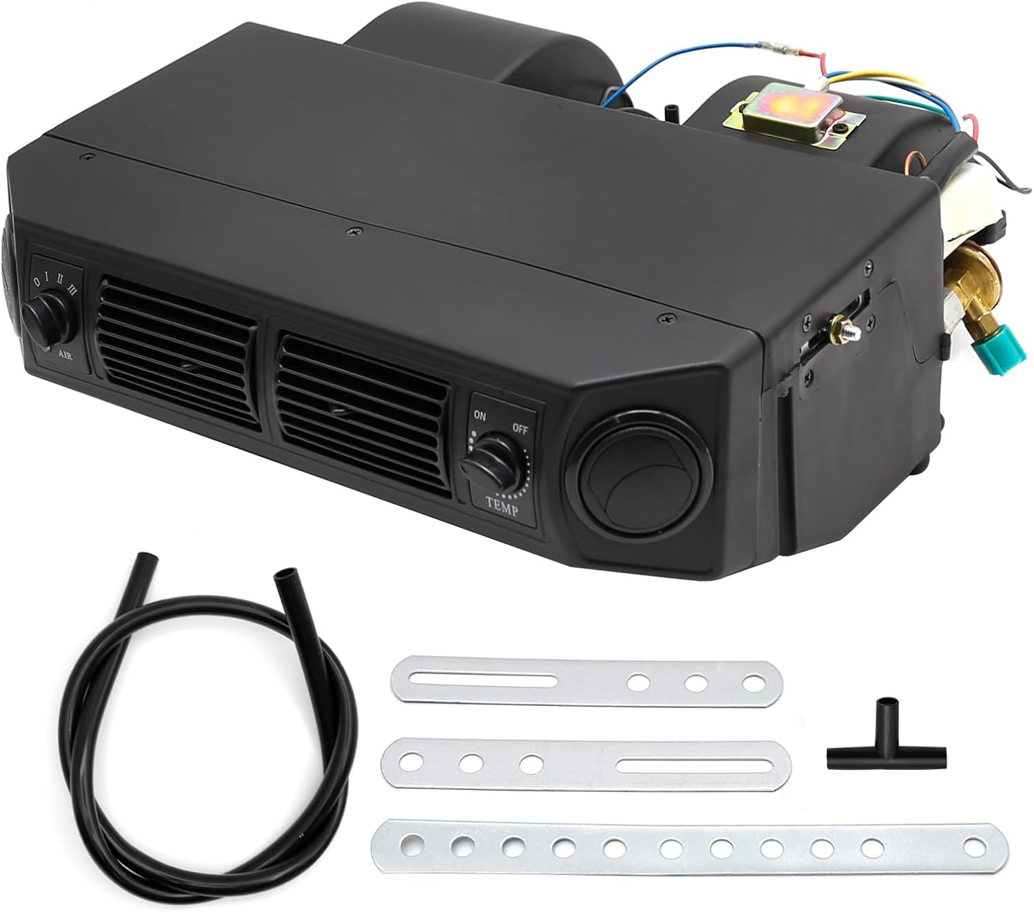 BEU-404-100 AUTO A/C Air Conditioning Evaporator Assembly Kit 2 Vents 3 Speed 12V Electrical Thermostat 4Max Air Volume 600 CFM, Under-Dash A/C Heating Cooling Unit for Car Truck