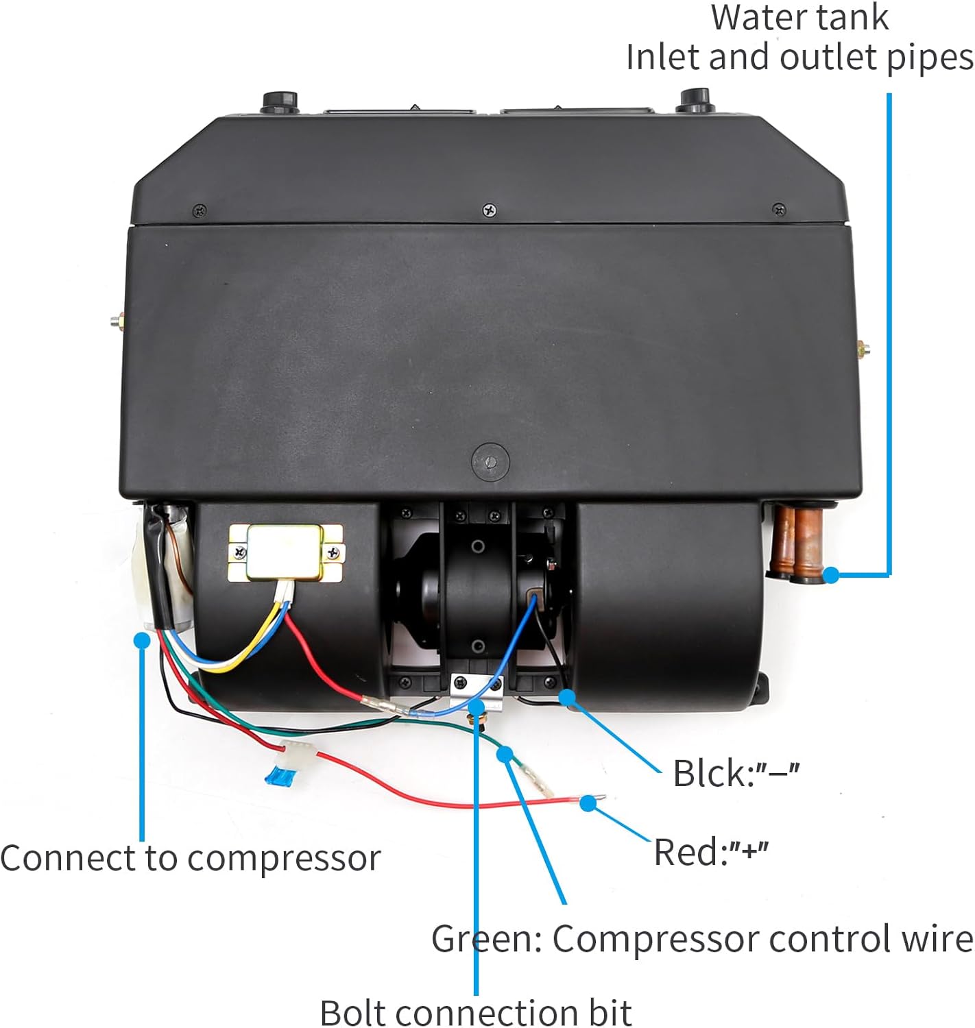 BEU-404-100 AUTO A/C Air Conditioning Evaporator Assembly Kit 2 Vents 3 Speed 12V Electrical Thermostat 4Max Air Volume 600 CFM, Under-Dash A/C Heating Cooling Unit for Car Truck