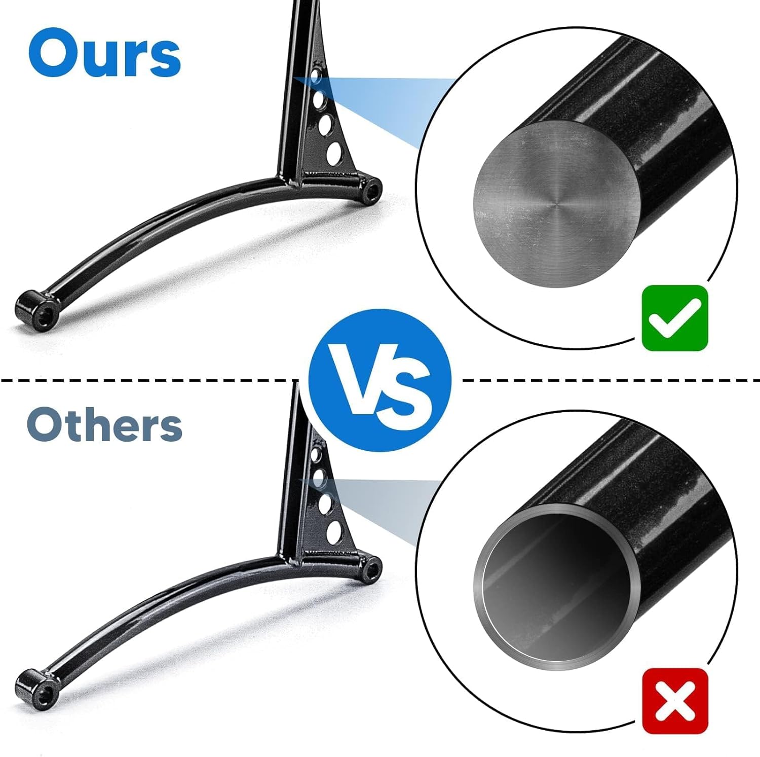 Dasen 23" Tall Sissy Bar, Passenger Backrest Triple Polished Compatible with Harley Sportster XL 883 1200 XL Models 2004-2023 Glossy Black