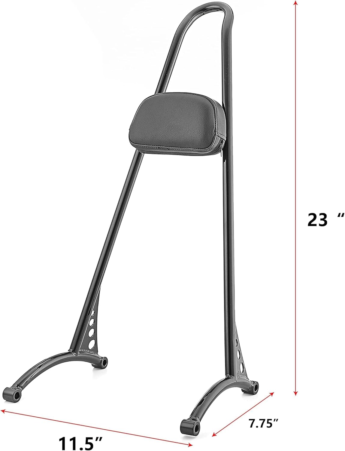 Dasen 23" Tall Sissy Bar, Passenger Backrest Triple Polished Compatible with Harley Sportster XL 883 1200 XL Models 2004-2023 Glossy Black
