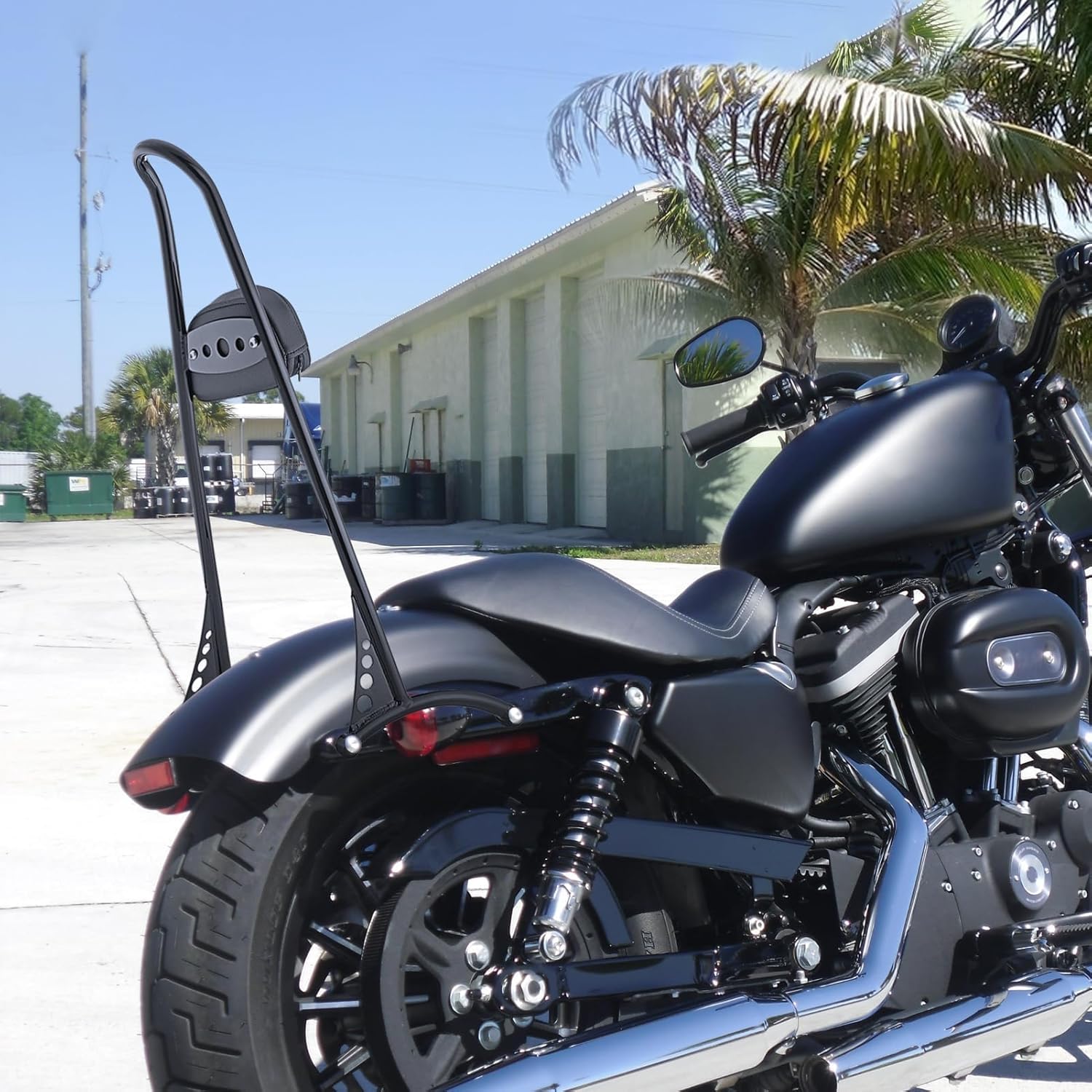 Dasen 23" Tall Sissy Bar, Passenger Backrest Triple Polished Compatible with Harley Sportster XL 883 1200 XL Models 2004-2023 Glossy Black