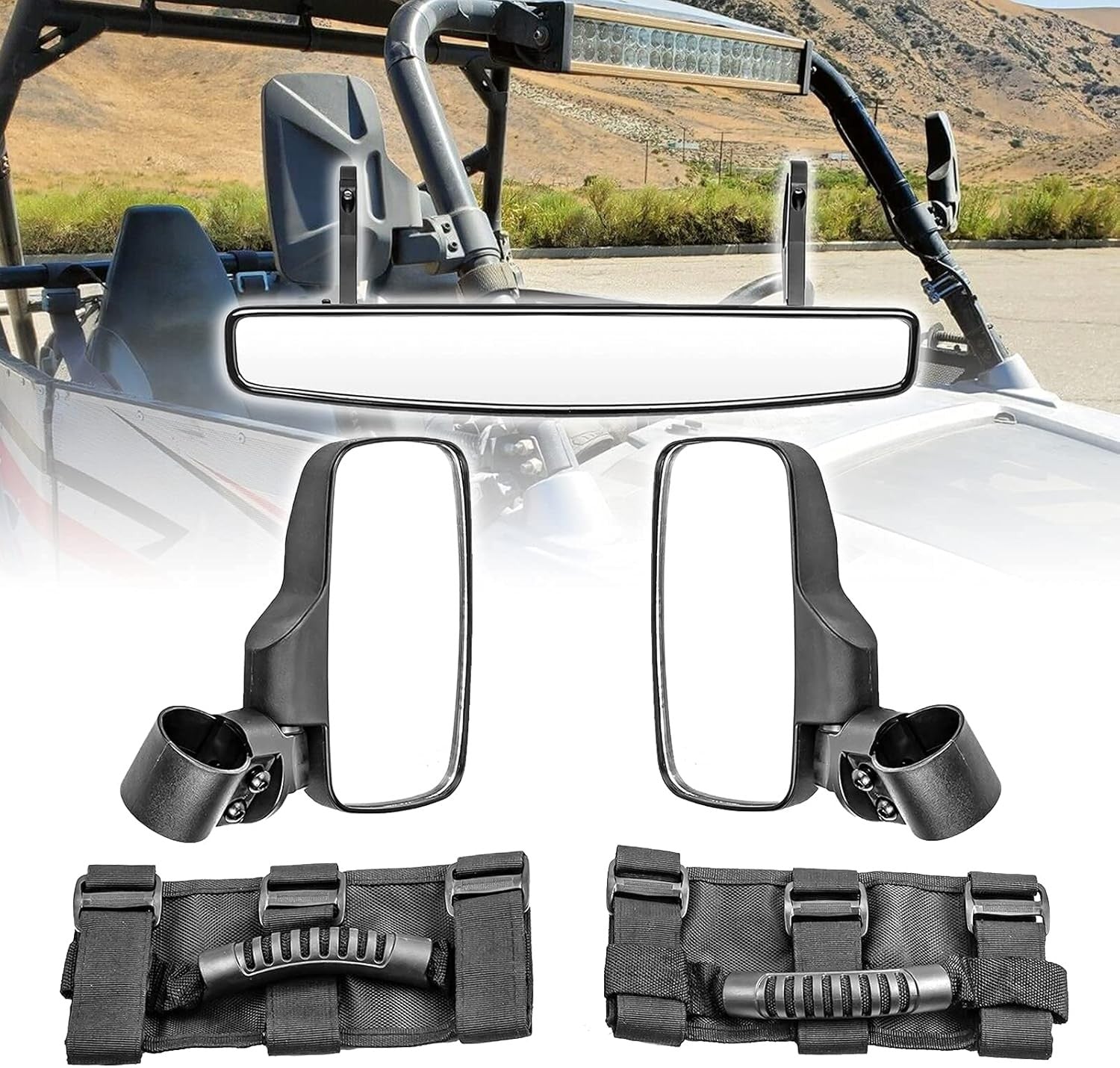 WSays 15" Wide Center View Mirror for 2" roll Bar & UTV Right Left Side…