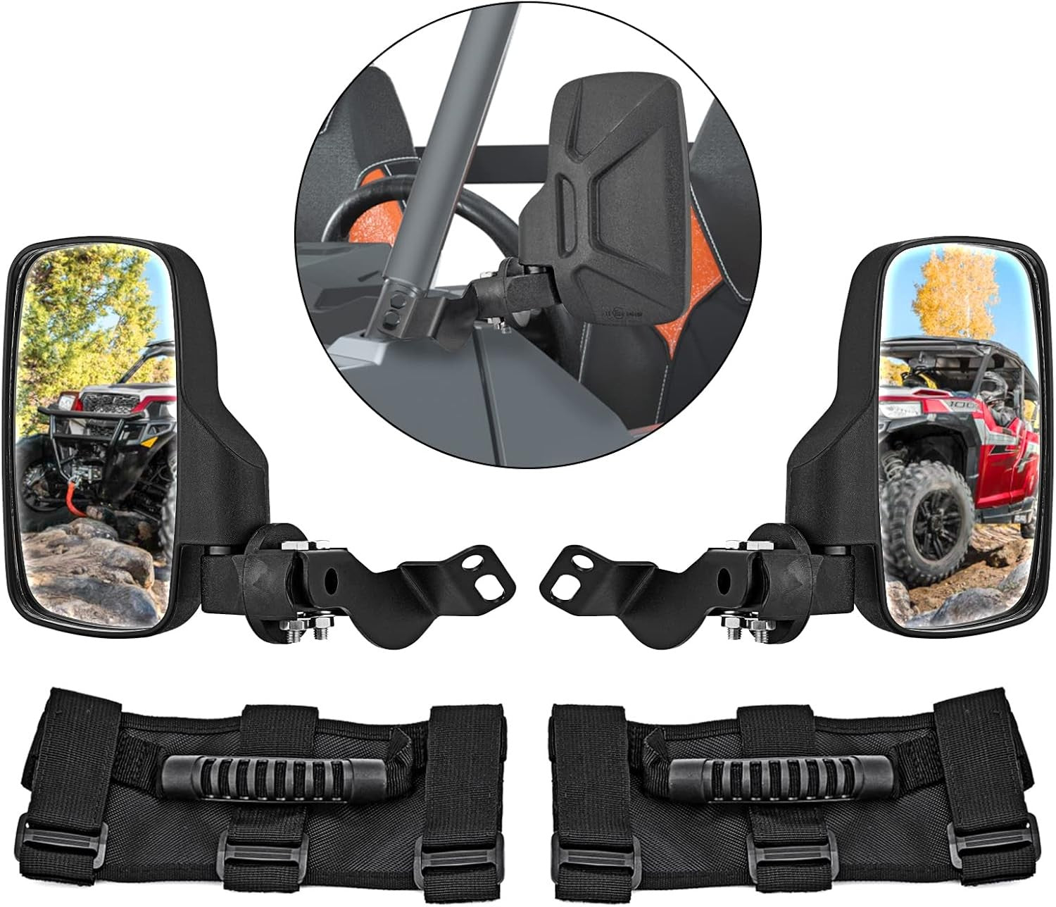 Wsays Side Rear View Mirrors Kit Compatible with Polaris General 1000…