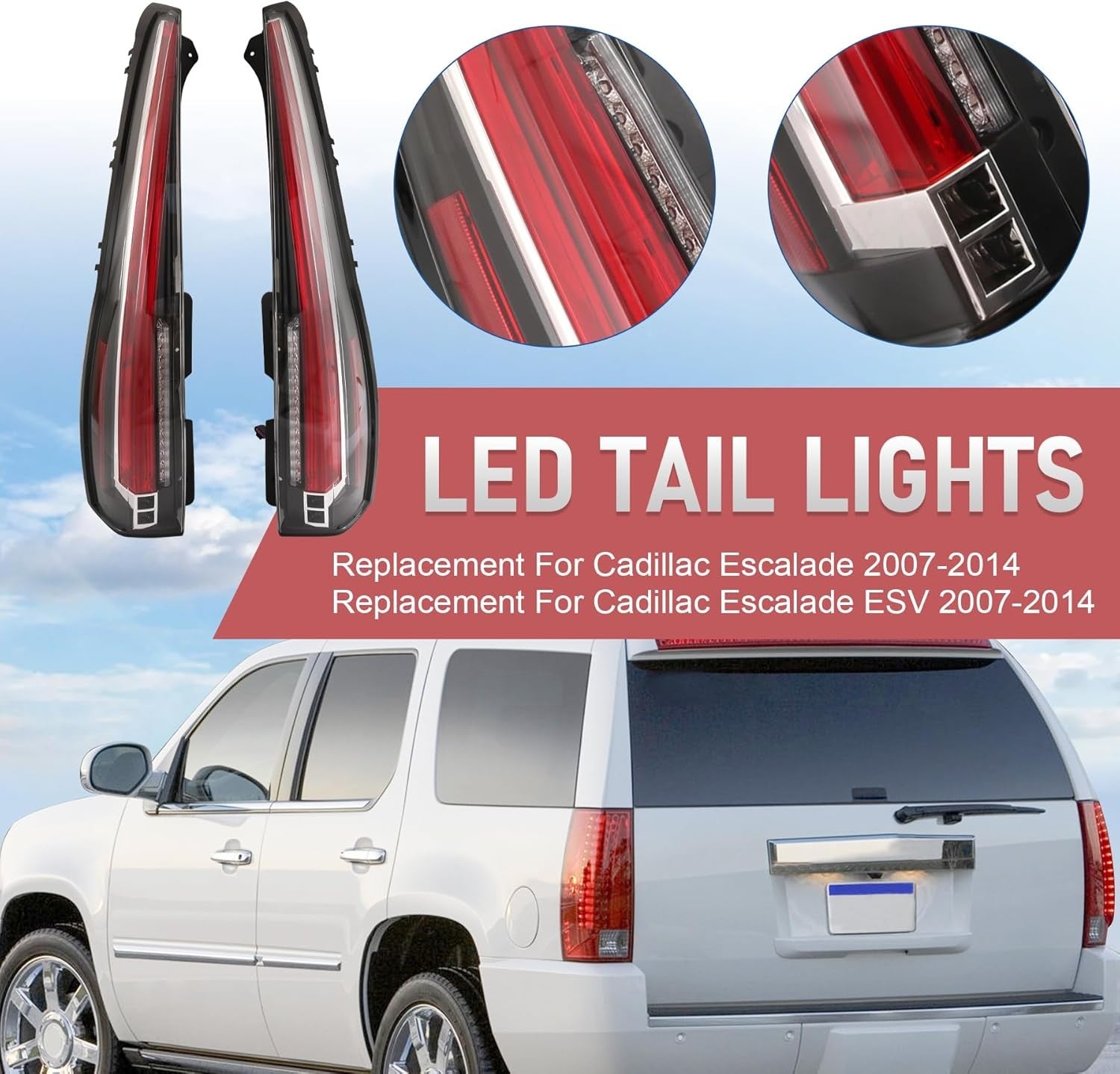 JDMSPEED New LED Tail Lights Replacement For Cadillac Escalade 2007-2014…