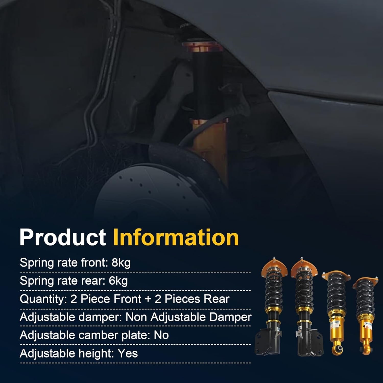 JDMSPEED New Full Coilover Shock Absorbers Suspension Kit Replacement For…