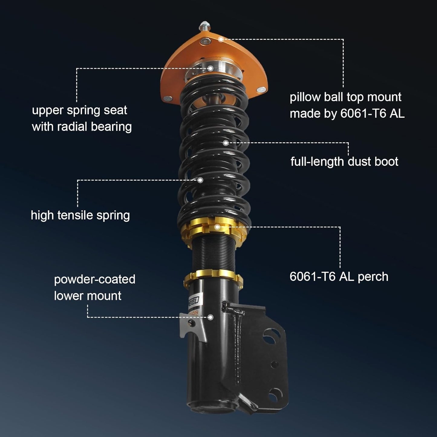 JDMSPEED New Full Coilover Shock Absorbers Suspension Kit Replacement For…