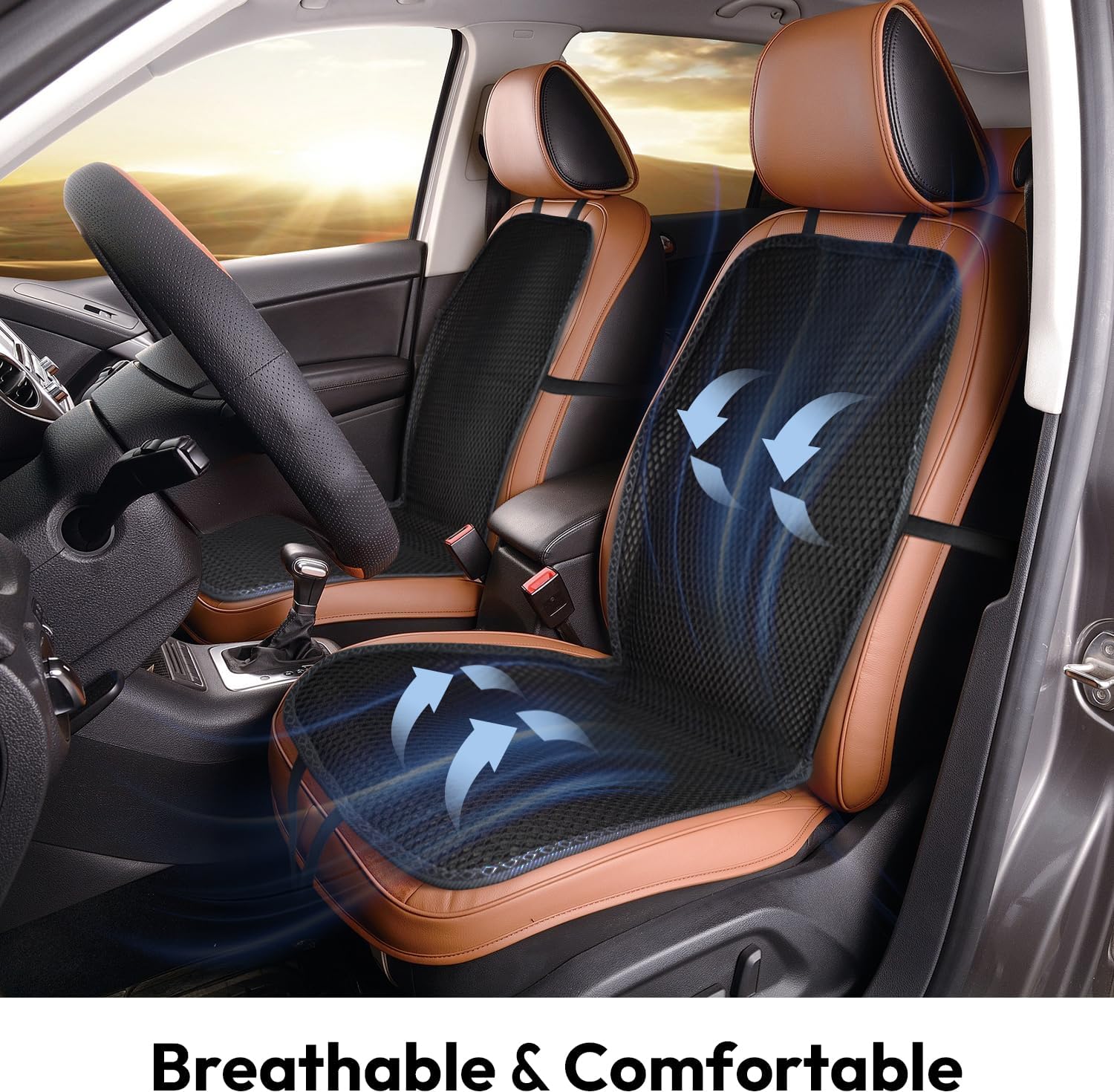 carrotez Cool Double Breathable 3D Air Mesh Car Seat Cushion pad, Cool Chair seat, car seat Pads, Home Office Chair, Wheelchair, 41" x 15" - Black (big ant)