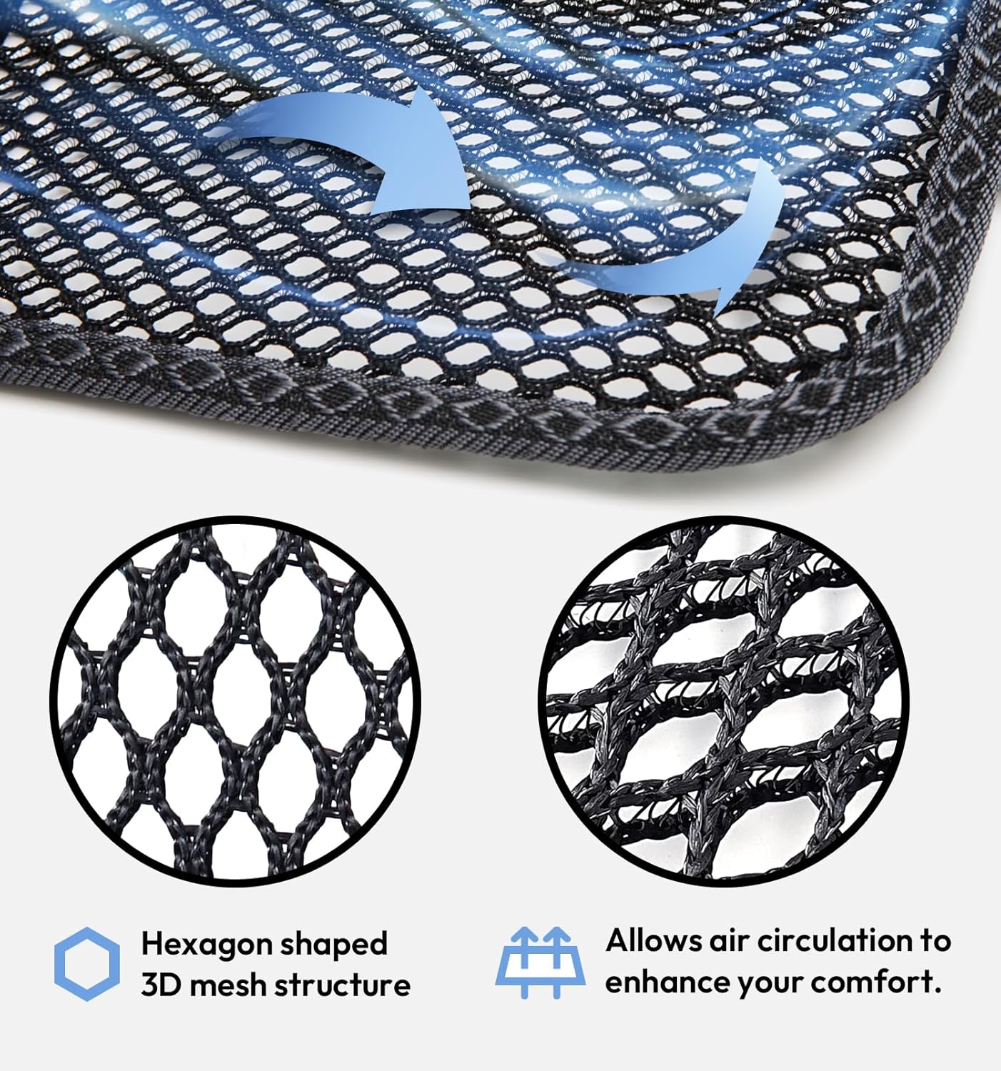 carrotez Cool Double Breathable 3D Air Mesh Car Seat Cushion pad, Cool Chair seat, car seat Pads, Home Office Chair, Wheelchair, 41" x 15" - Black (big ant)