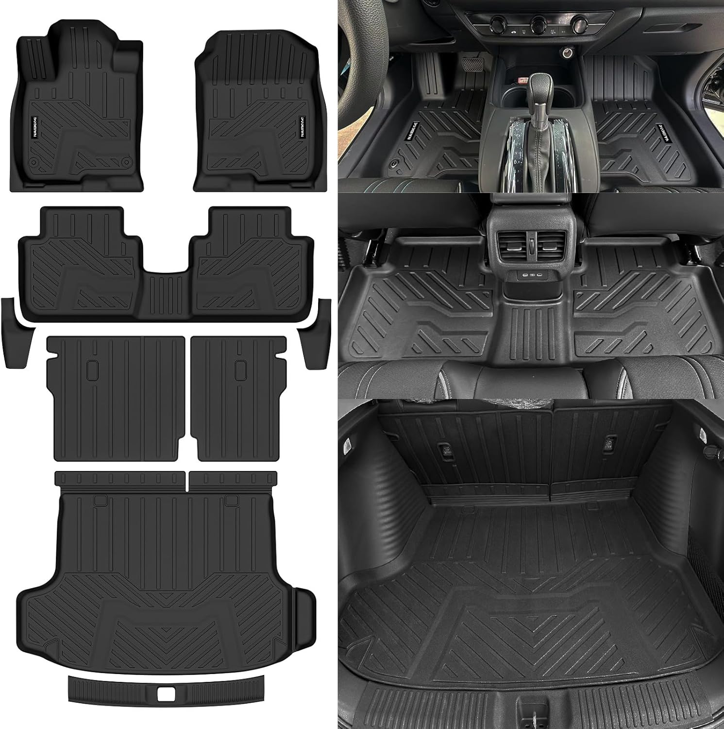 Naibeve Floor Mats for 2023 2024 2025 Honda HRV HR-V/2025 Acura ADX - All Weather for Honda HR-V All Weather Floor Mats and Cargo Mat and Backrest Mat and Door Edge Protector Accessories