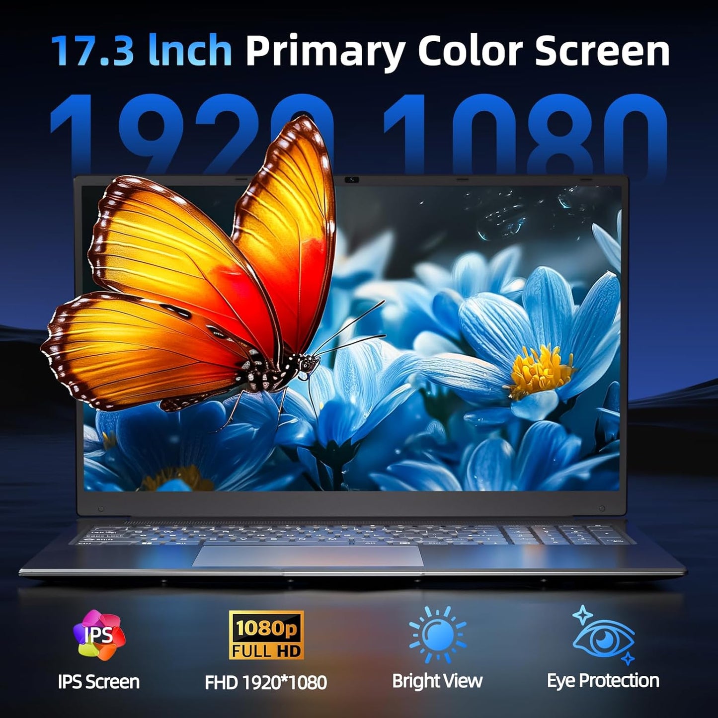 SGIN Windows 11 Laptops, 17.3 Inch Laptop Computer with Core i3 CPU, 4GB DDR4 128GB SSD, 60800mWh Battery, FHD IPS Display, Type-C, 5G WiFi, BT4.2, Webcam, USB3.2, HDMI, for Student and Business