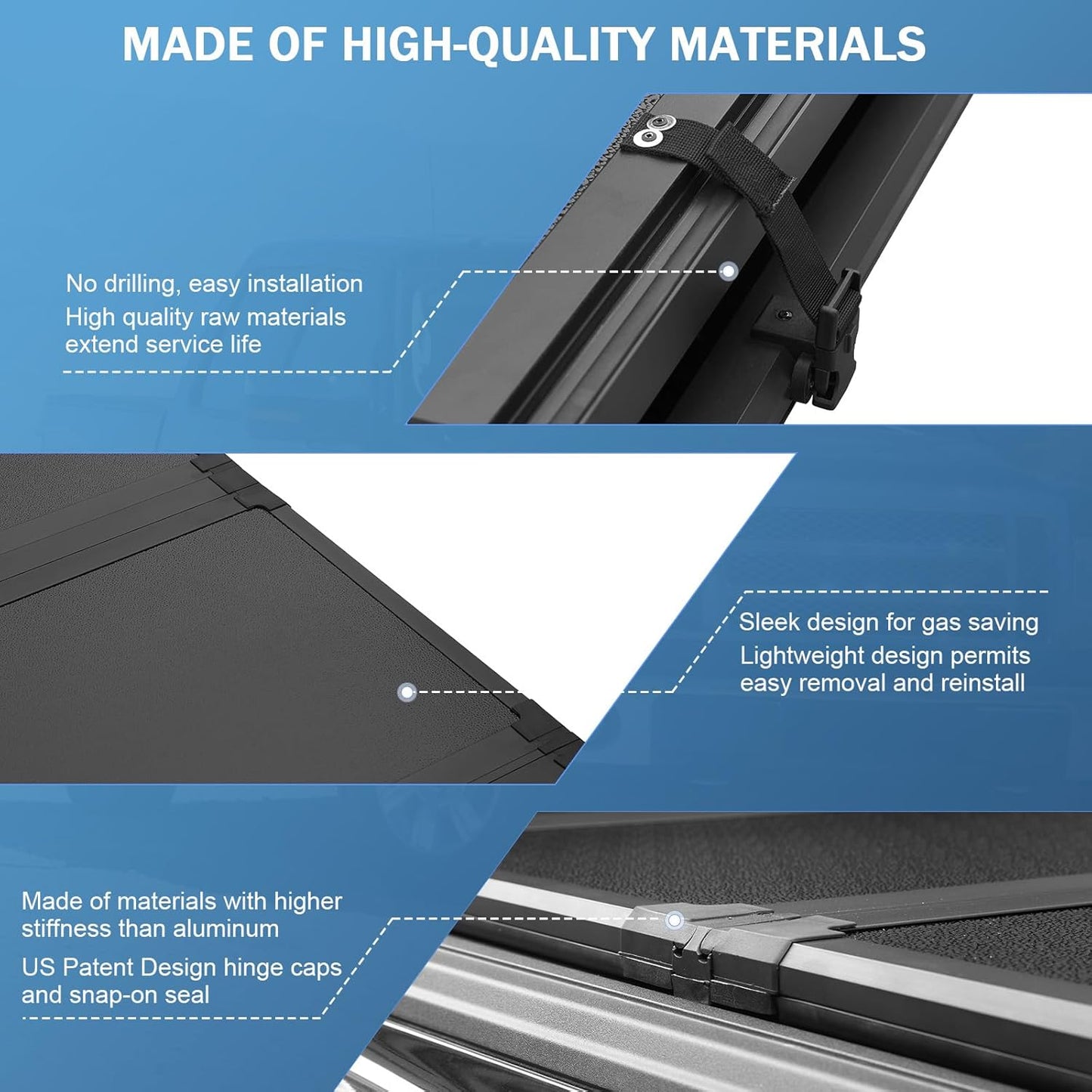 Hard Tri-Fold Truck Bed Tonneau Cover Compatible with 1994-2018 Dodge Ram 1500 2500 3500 & 2019-2023 Dodge Ram 1500 Classic 8FT Bed w/o RamBox