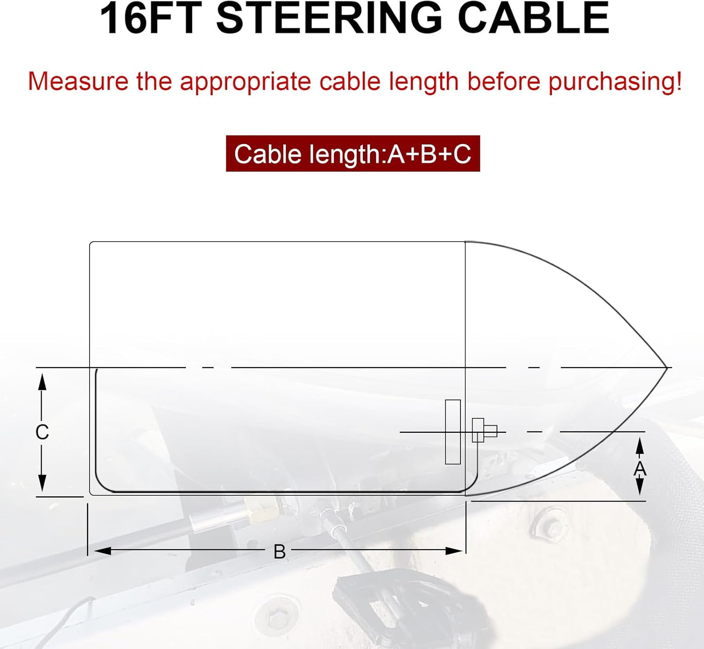 CARMOCAR 16FT Steering Rotary System Boat Kit with 13.5 Inch steering wheel,3/4" Tapered Shaft for Waterborne Vehicles