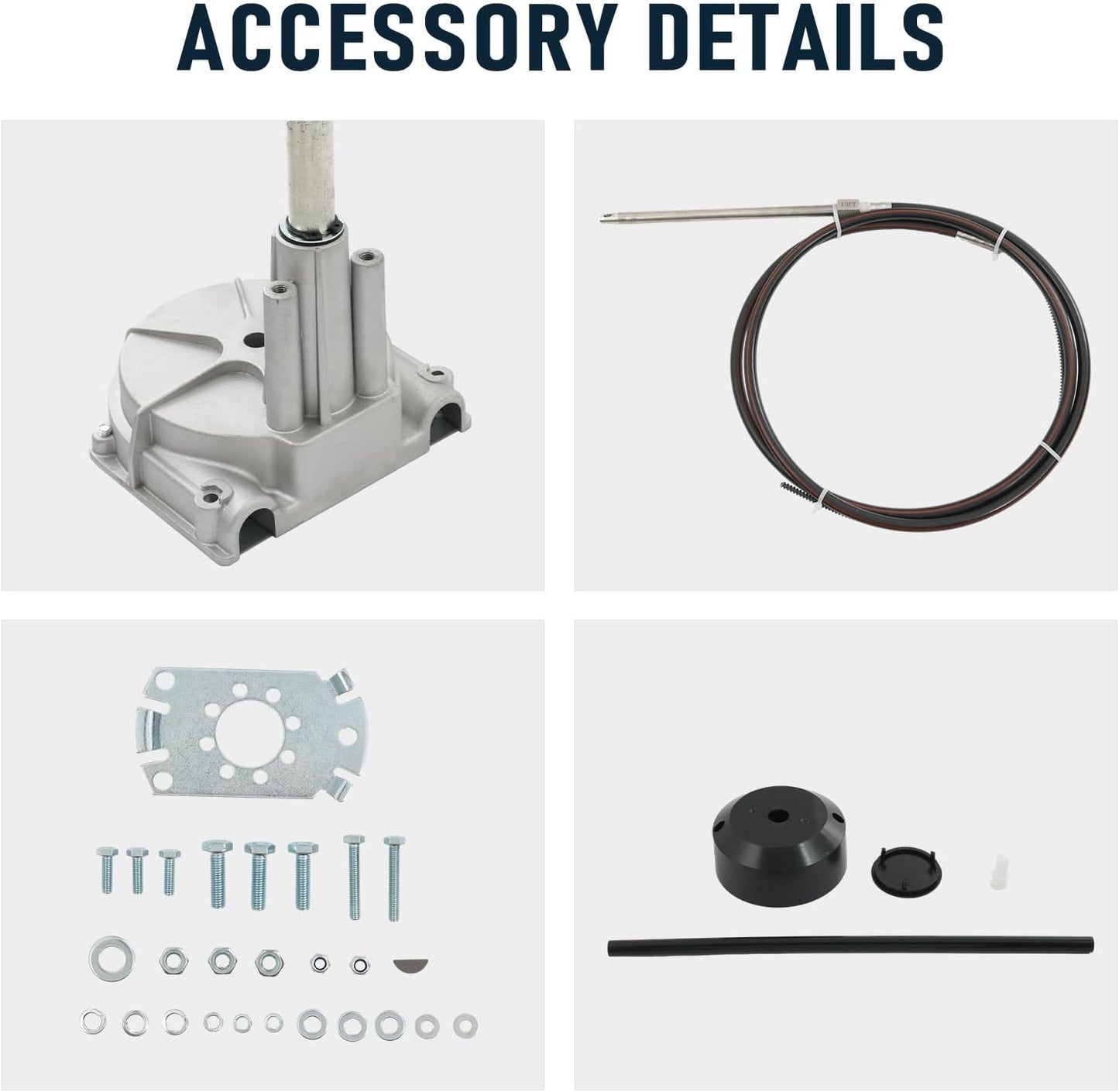 CARMOCAR 16FT Steering Rotary System Boat Kit with 13.5 Inch steering wheel,3/4" Tapered Shaft for Waterborne Vehicles