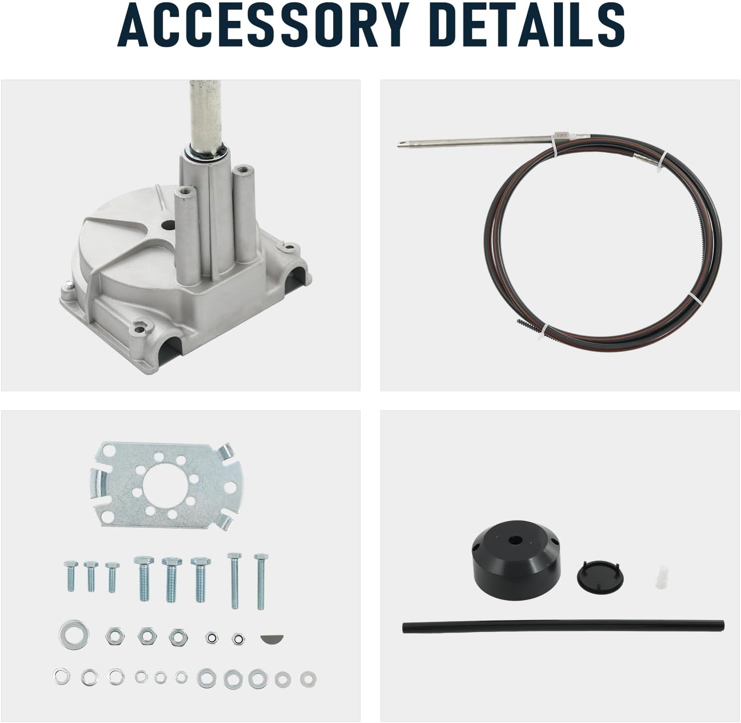 CARMOCAR 16FT Steering Rotary System Boat Kit with 13.5 Inch steering wheel,3/4" Tapered Shaft for Waterborne Vehicles