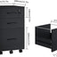 Panana 3 Drawer Wood Mobile File Cabinet, Under Desk Storage Drawers Small File Cabinet for Home Office (Black)