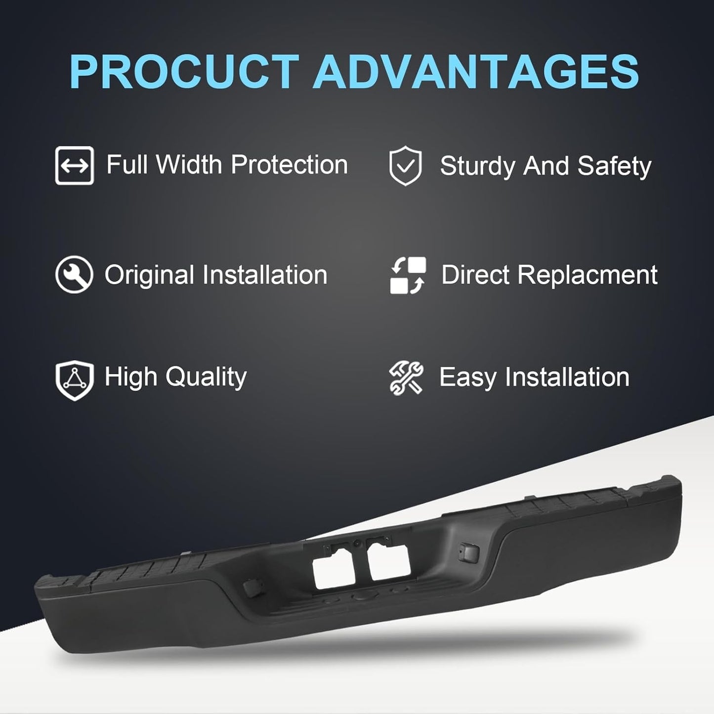 Rear Bumper Step Assembly Without Parking Sensor Holes replacement for…