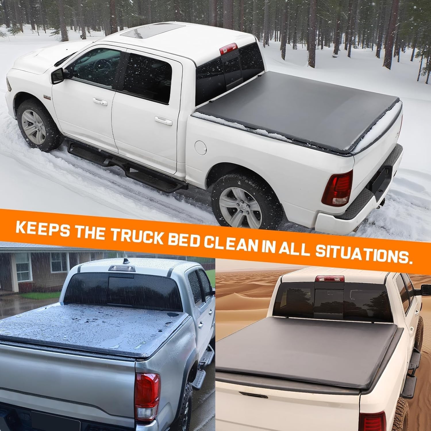 Soft Roll-up Truck Bed Tonneau Cover Compatible with 2015-2025 Ford F-150…