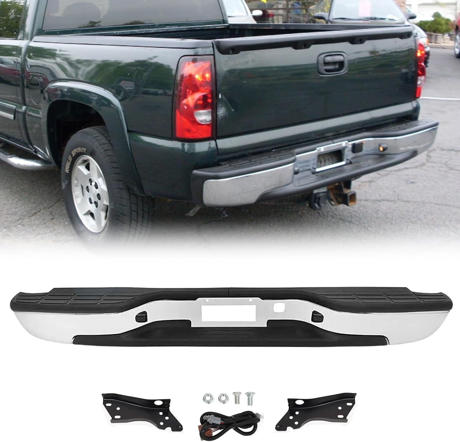 Steel Rear Step Bumper Compatible with 1999-2007 Chevy Silverado GMC…