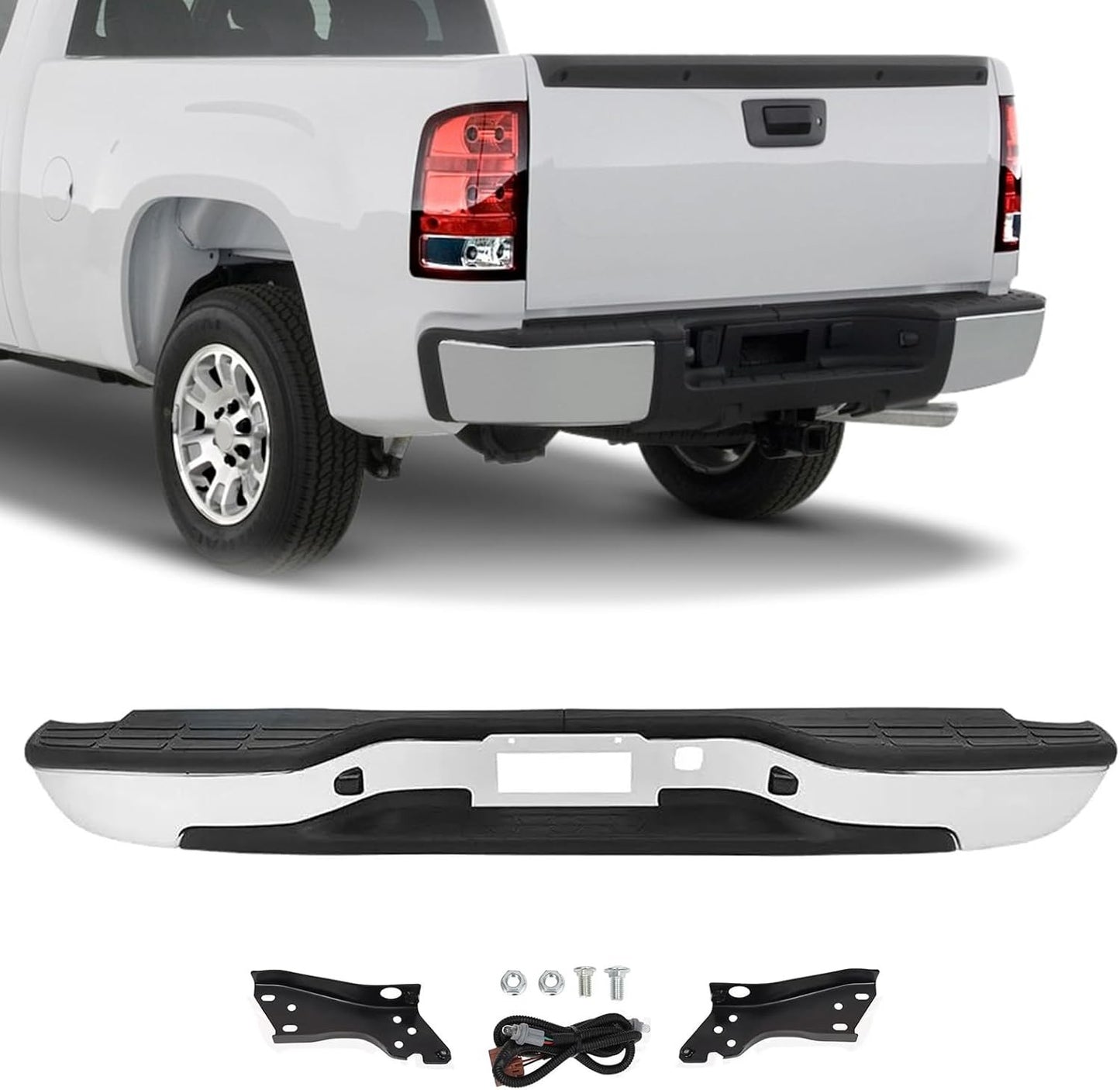 Steel Rear Step Bumper Compatible with 1999-2007 Chevy Silverado GMC…