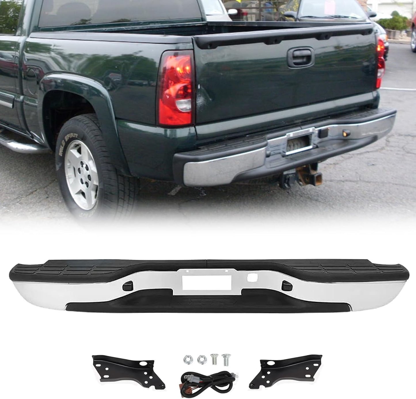 Steel Rear Step Bumper Compatible with 1999-2007 Chevy Silverado GMC…