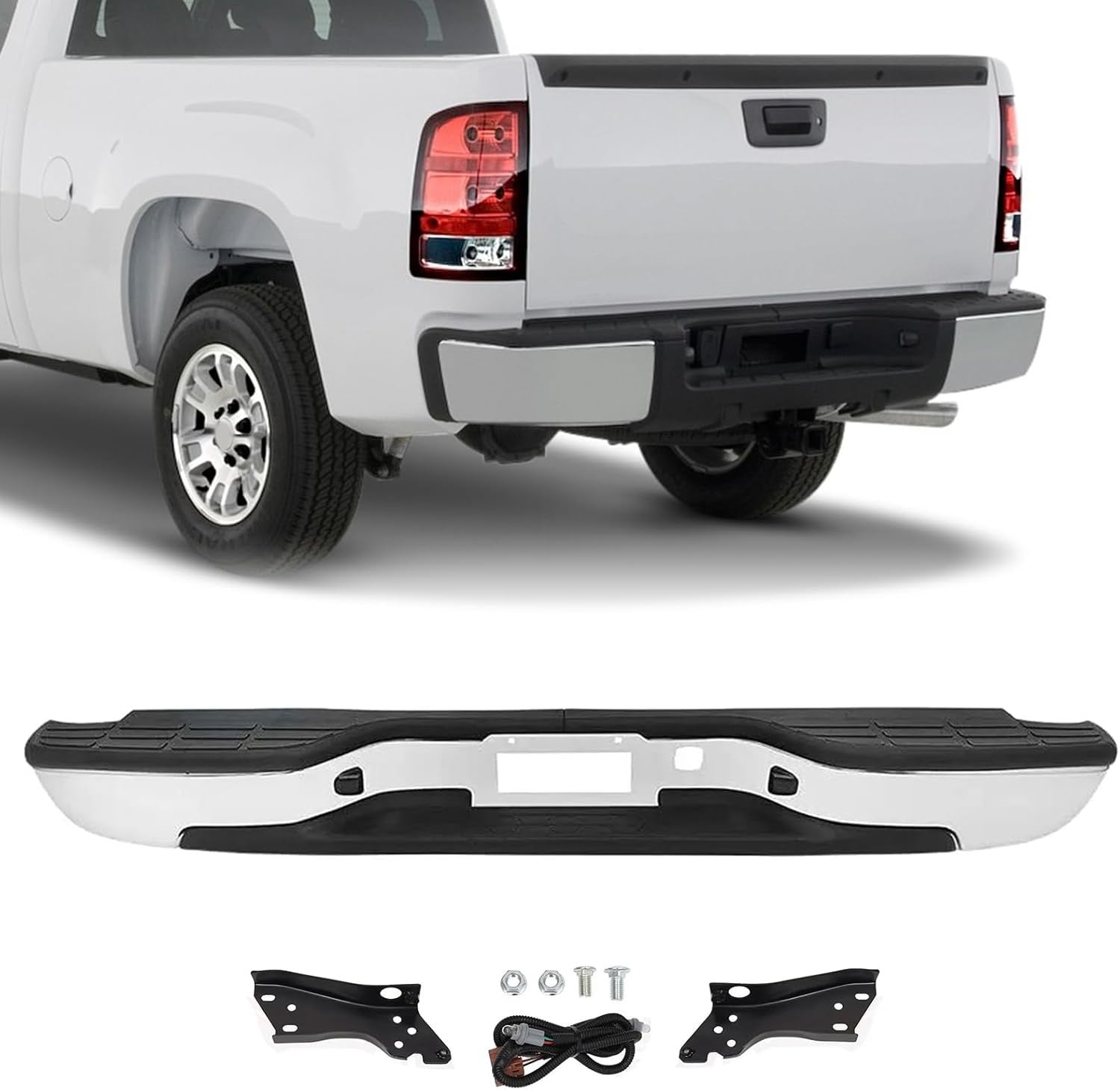 Steel Rear Step Bumper Compatible with 1999-2007 Chevy Silverado GMC…