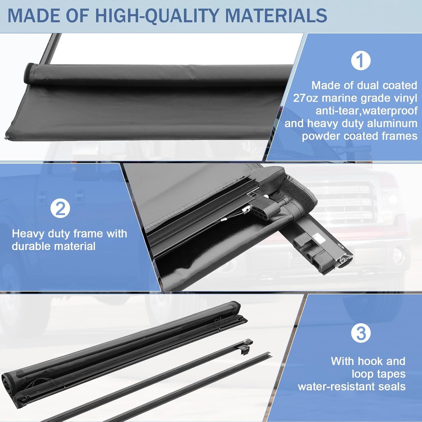 Soft Roll-Up Truck Bed Tonneau Cover Compatible with 2004-2014 Ford F-150…