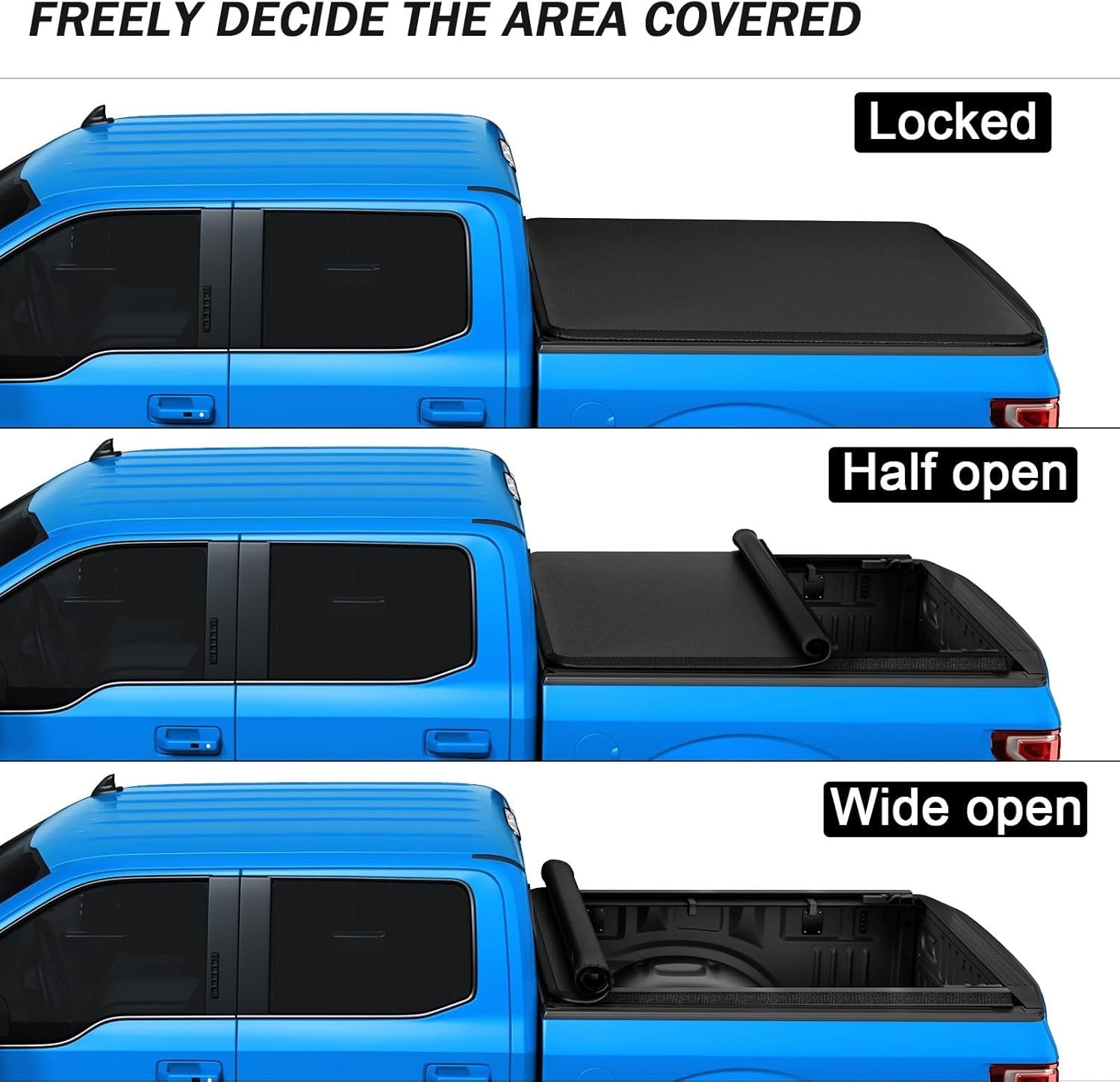 Soft Roll-Up Truck Bed Tonneau Cover Compatible with 2004-2014 Ford F-150…
