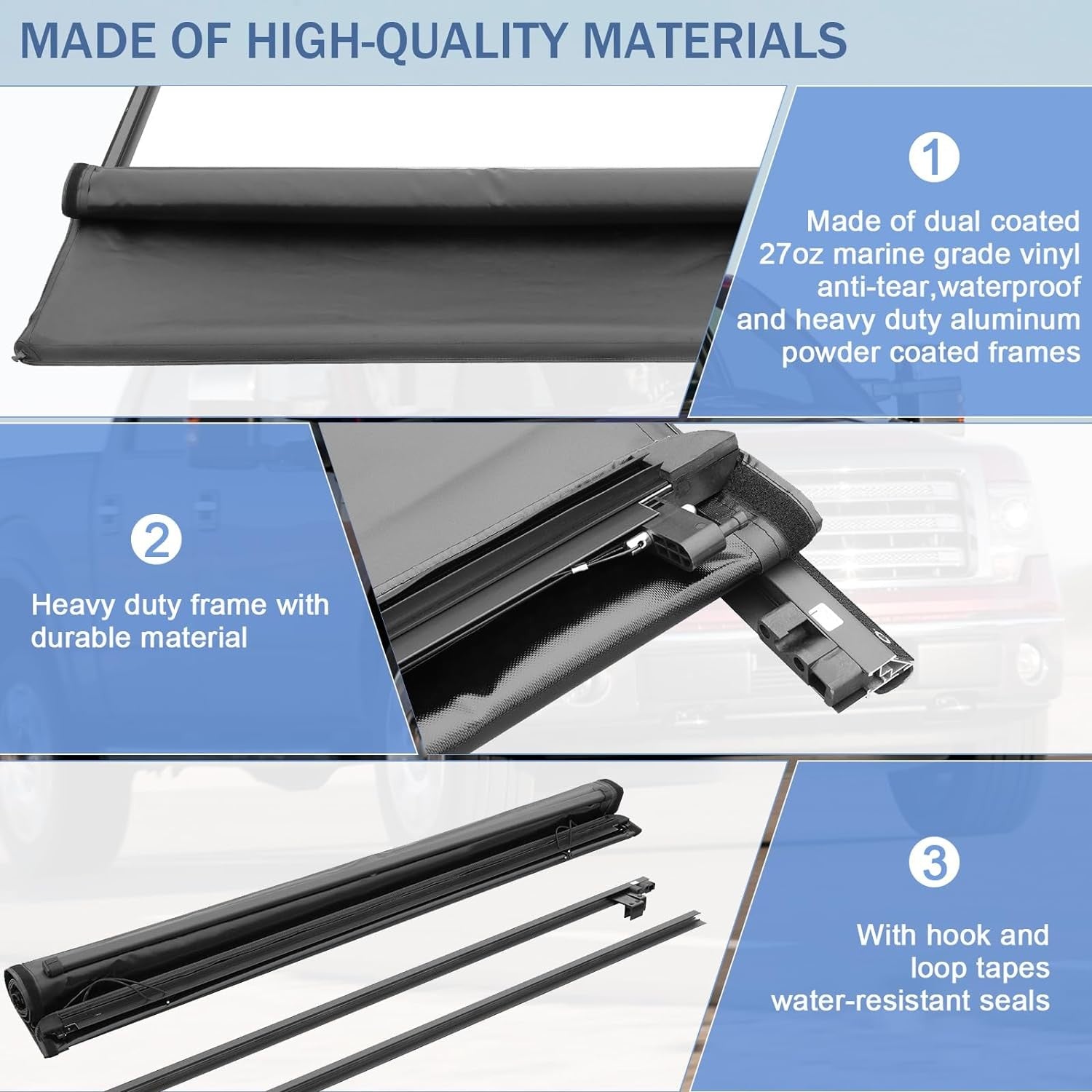 Soft Roll-Up Truck Bed Tonneau Cover Compatible with 2004-2014 Ford F-150…