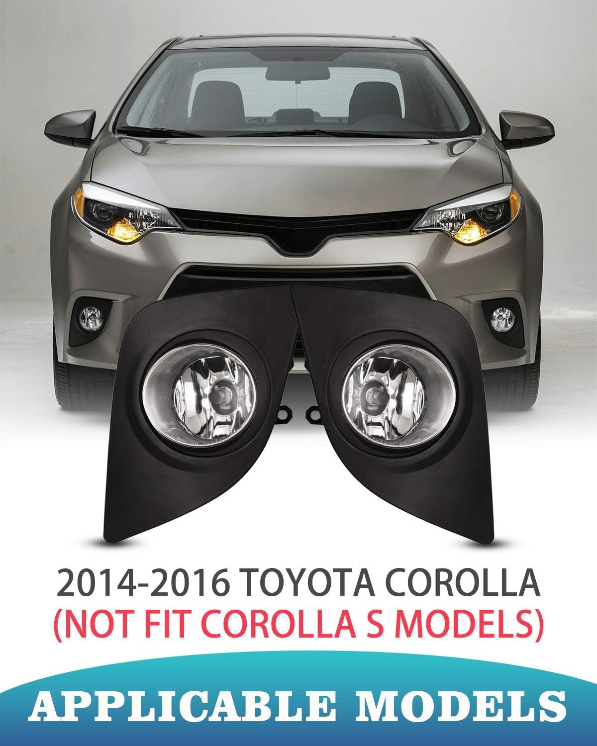 AUTOWIKI Fog Lights for 2014-2016 Toyota Corolla (Not Fit Corolla S…