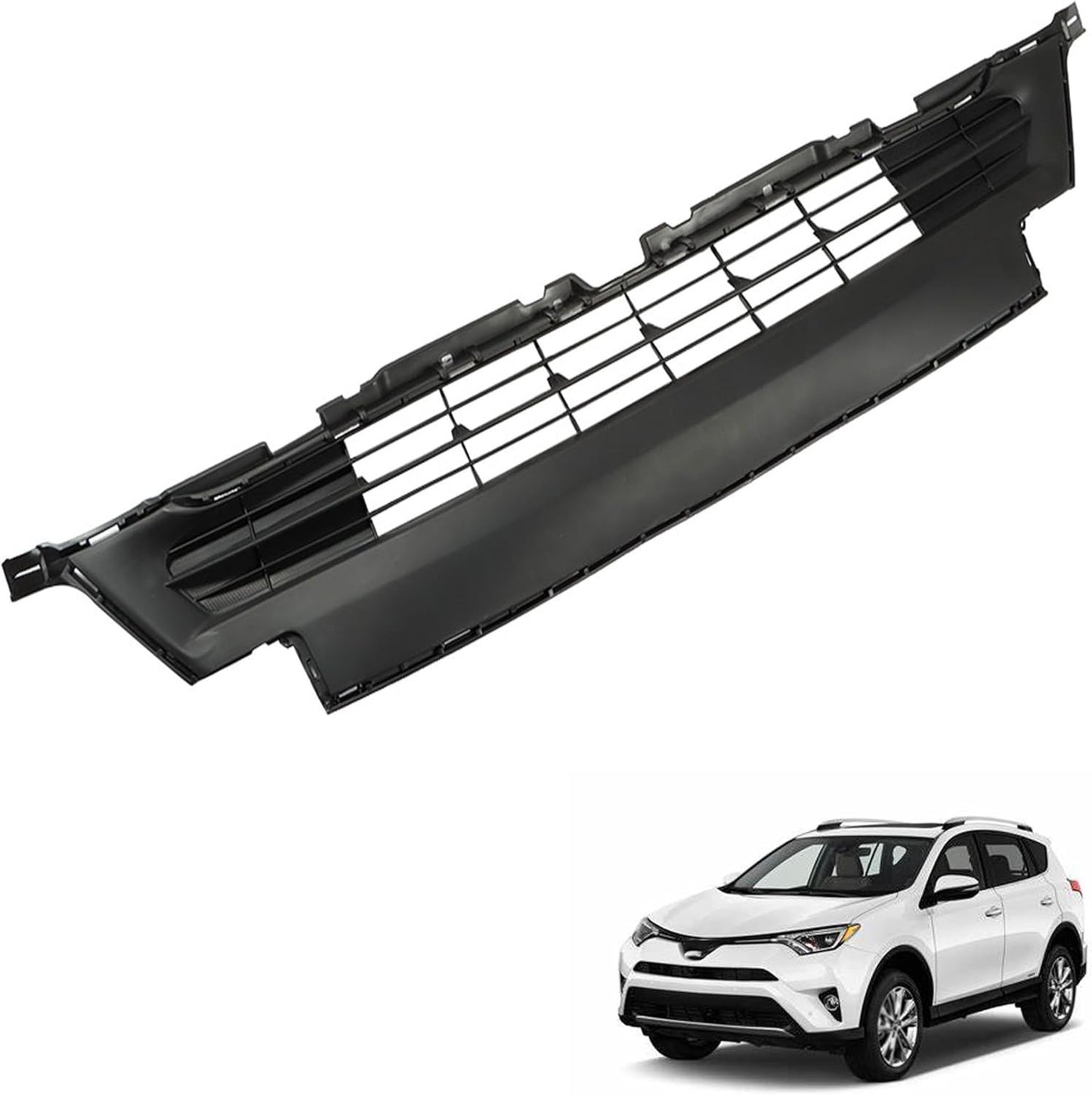 Black Front Bumper Lower Grille Straight Trim Style Replacement for RAV4…