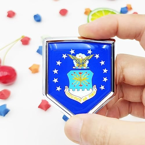 New, Overdecor US Air Force Flag Decal Stickers Car Emblem Army Military Car Accessories Decorations Chrome Shield Flag Sticker Decals for Cars Truck Vehicles, 2 Pack