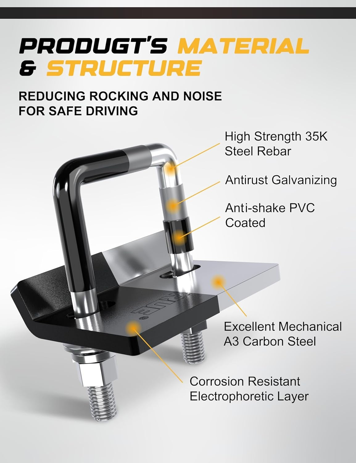 New, Anti Rattle Hitch Tightener 1.25", 2", 2.5", Rubber Coated Hitch Stabilizer for Trailer Accessories, Hitch Clamp Reduce Movement on Hitch Mount Hitch Tray Cargo Carrier Bike Rack,Black