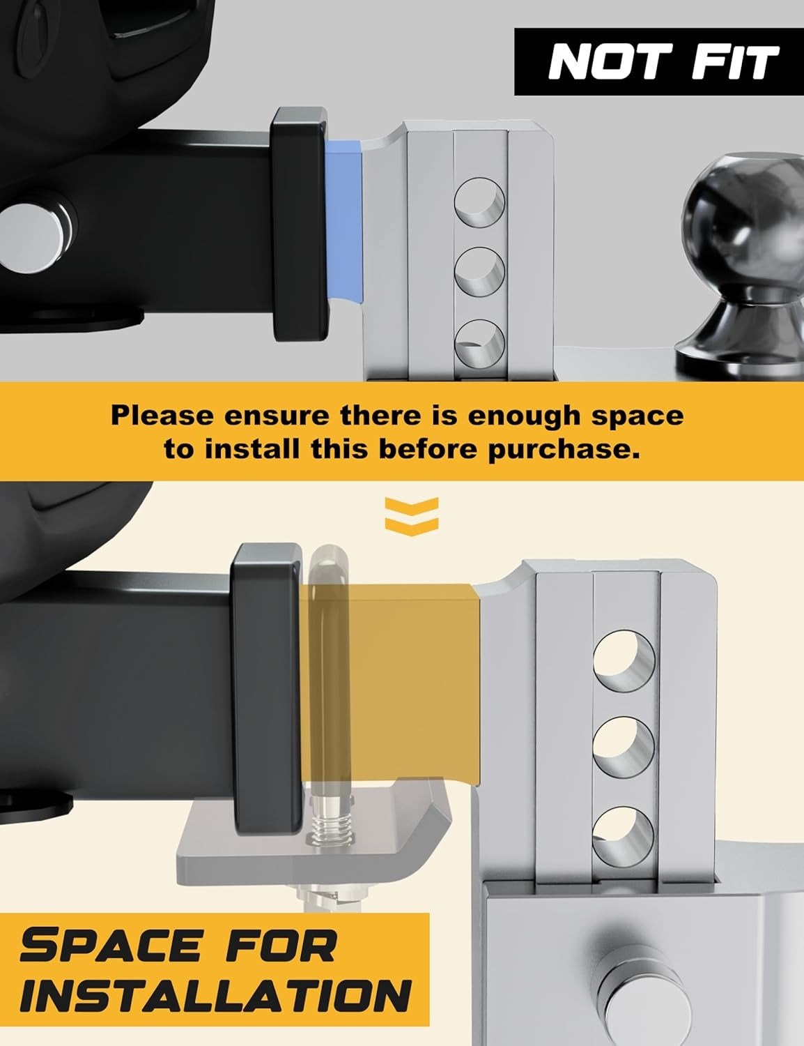 New, Anti Rattle Hitch Tightener 1.25", 2", 2.5", Rubber Coated Hitch Stabilizer for Trailer Accessories, Hitch Clamp Reduce Movement on Hitch Mount Hitch Tray Cargo Carrier Bike Rack,Black