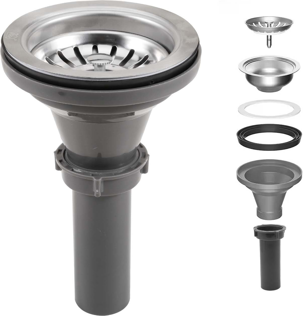 New, 3-1/2''Kitchen Sink Drain Kit Sink Drain Basket Sink Drain Assembly 304 Stainless Steel Sink Strainer Basket Stopper for Home Standard Kitchen Sinks （Tailpiece Included）