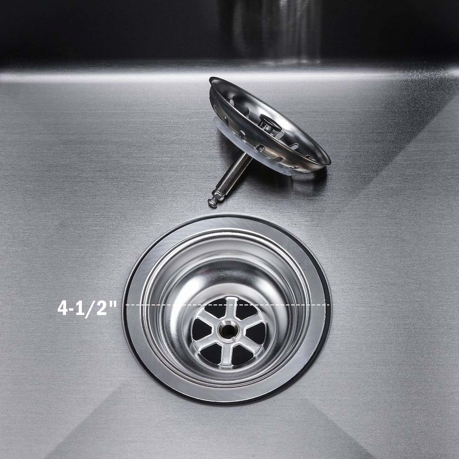 New, 3-1/2''Kitchen Sink Drain Kit Sink Drain Basket Sink Drain Assembly 304 Stainless Steel Sink Strainer Basket Stopper for Home Standard Kitchen Sinks （Tailpiece Included）