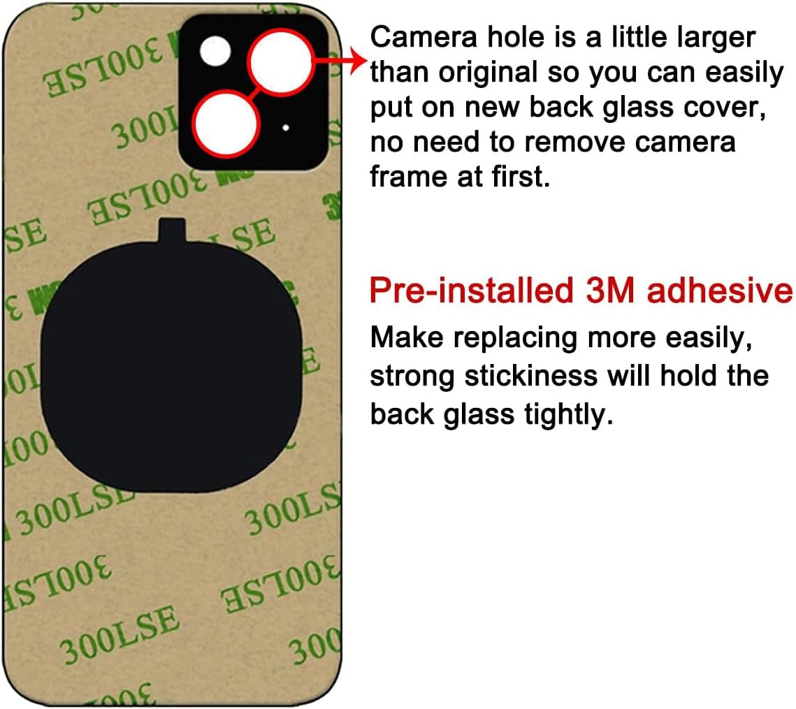 New, OEM Rear Back Glass Replacement for iPhone 15 6.1-inches with Reparing Tool Kit and Pre-Installed Adhesive (Blue)