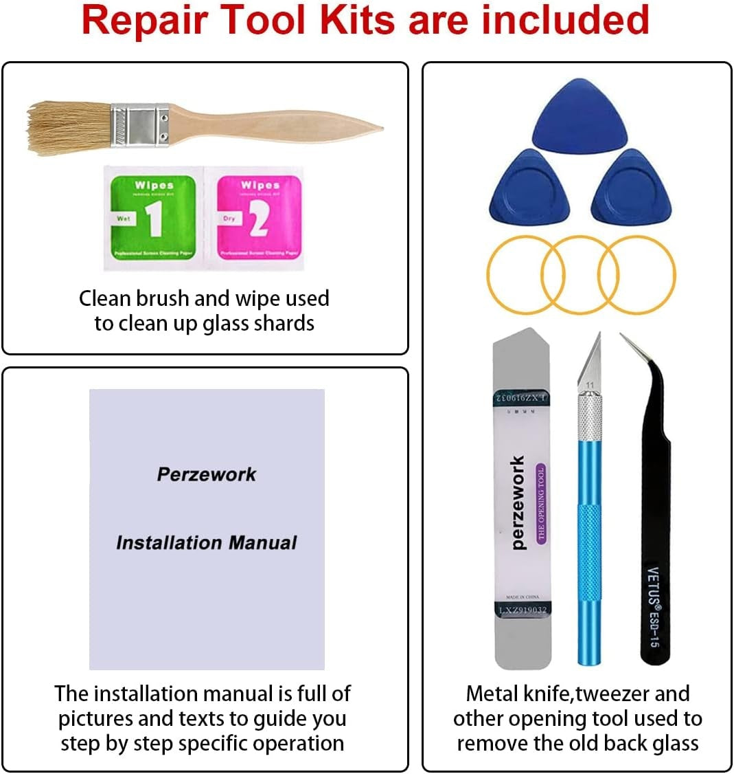 New, OEM Rear Back Glass Replacement for iPhone 15 6.1-inches with Reparing Tool Kit and Pre-Installed Adhesive (Blue)