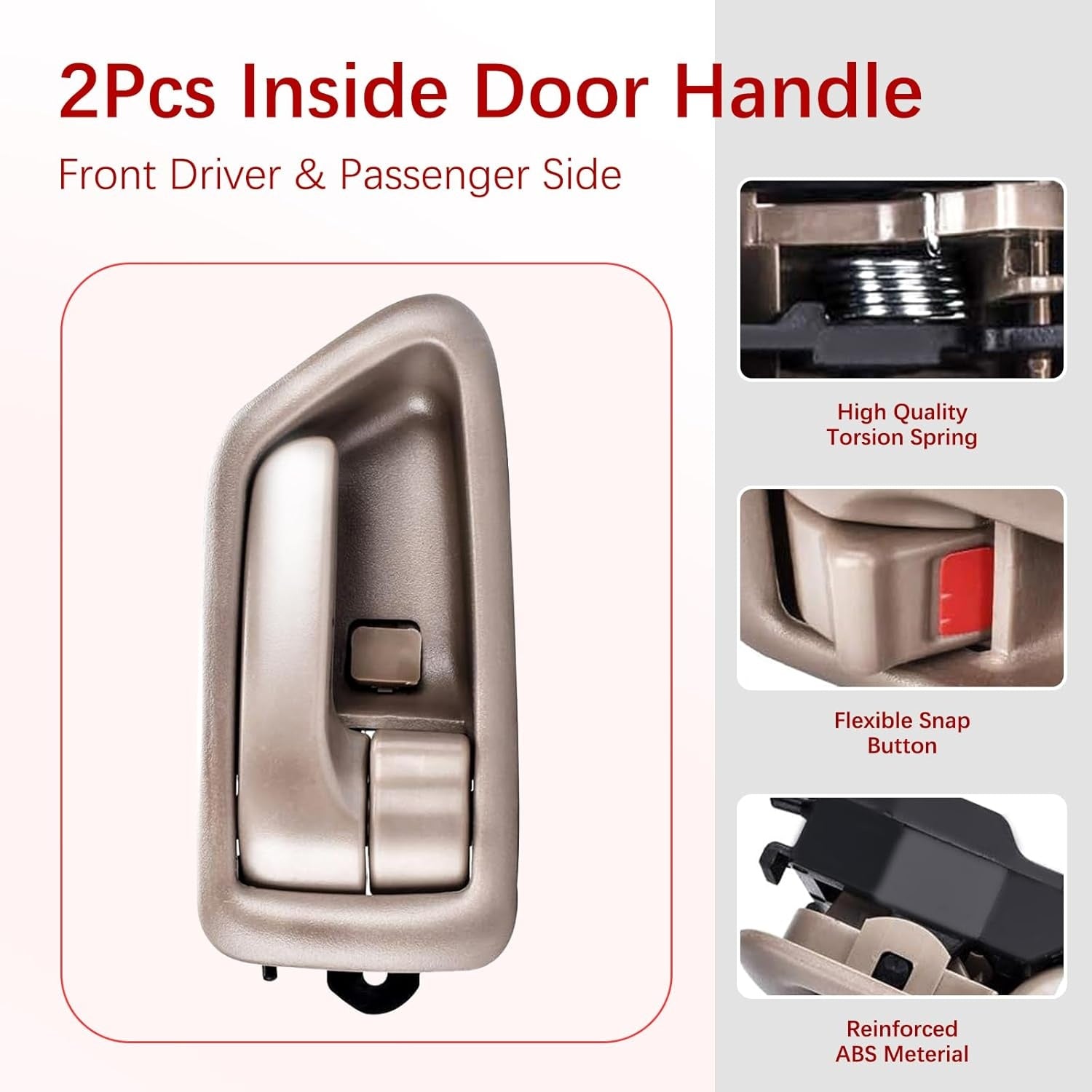 New, FAERSI 2Pcs Inside Interior Door Handle Front Rear Driver & Passenger Side Replacement for 1997 1998 1999 2000 2001 Toyota Camry Beige/Tan